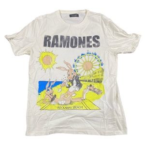 The Ramones Band T-Shirt Zara Man Medium 40 Concert Tour Art White